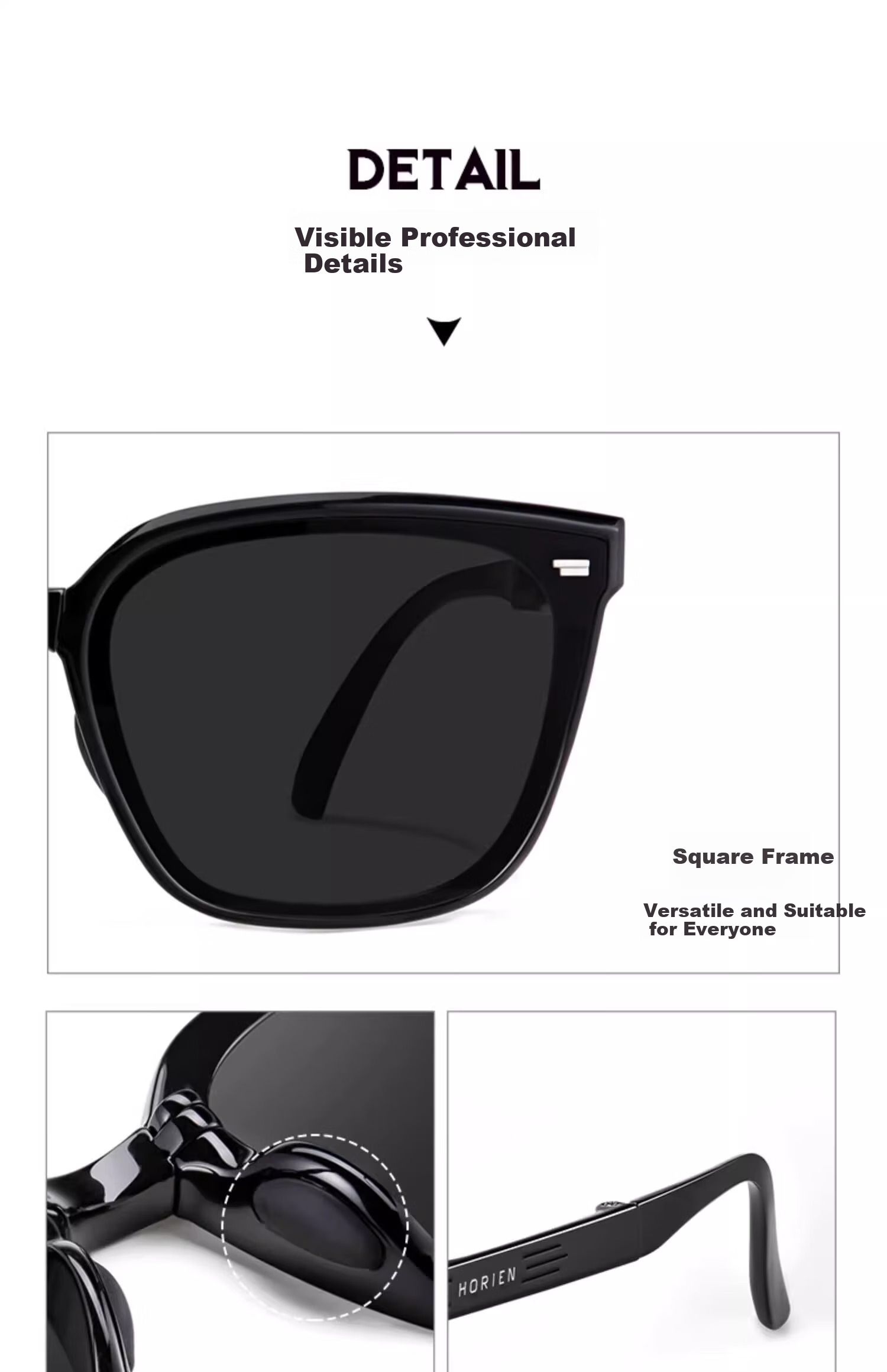 HORIEN Milk Tea Color Sunglasses Make Face Look Smaller, UV Protection, Summer Folding Sunglasses for Men And Women, Driving Sun Protection, High-End Large Frame Glasses 32