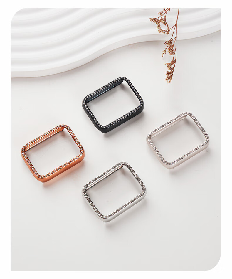 Watchbond Compatible with Xiaomi Band 9 Pro Protective Case, PC Shell, Chanel-Style Semi-Enclosed with Rhinestones, Scratch-Resistant, Wear-Resistant, Exclusively for Women, Hard Shell, Hollow Craftsmanship 5