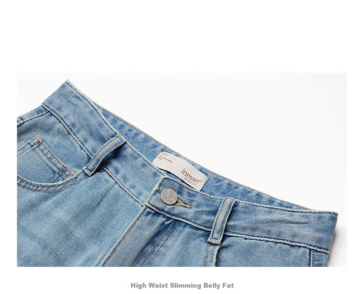 INMAN Vintage Washed Micro-Flare Jeans, 2026 Summer Women's New Style, Commuter Slim-Fit Long Pants, Denim Blue, Size 29 5