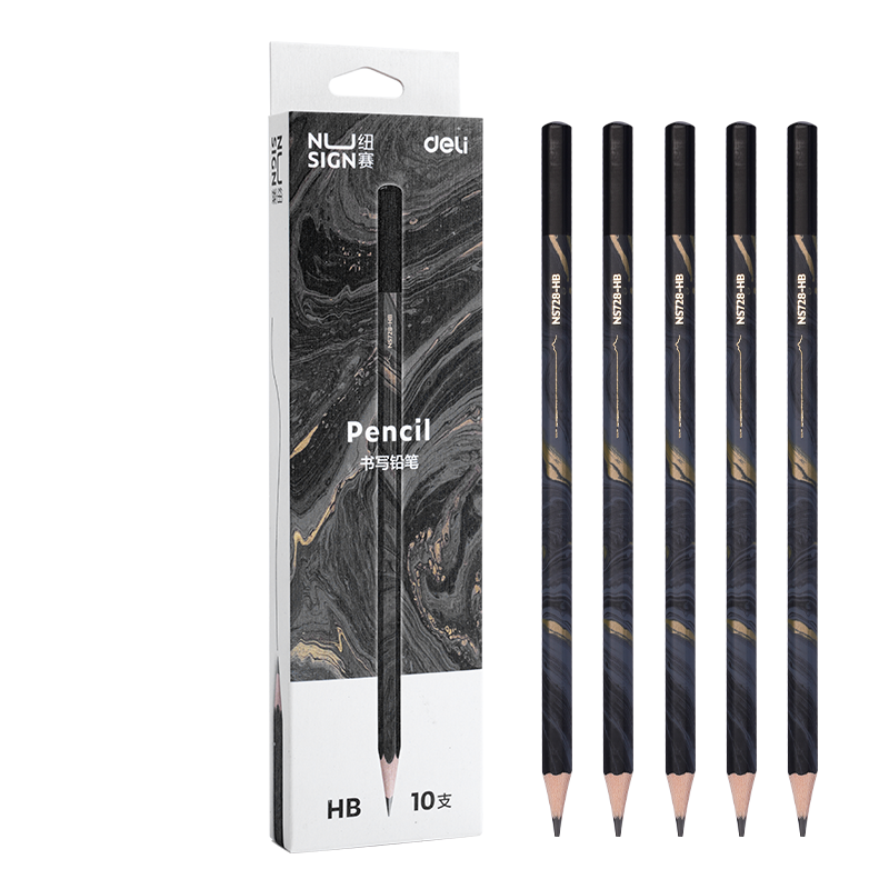 NUSIGN Writing Pencil, Natural Flow Hexagonal Shaft, NUSIGN Pencil for Drawing And Doodling, 10 Pieces NS728-HB [Best-Selling Product], High-End Brand Under Deli