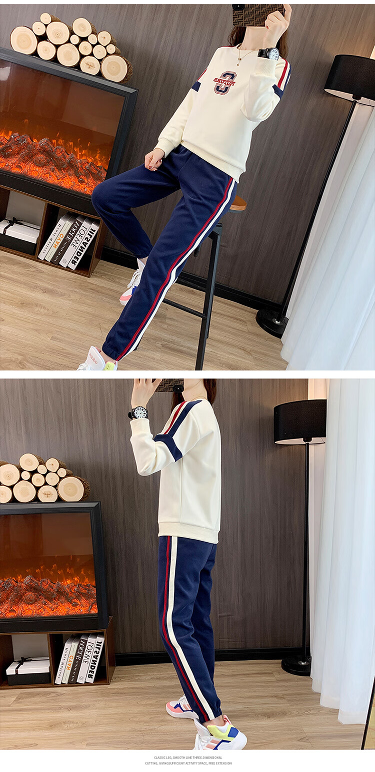 Woodpecker Women's Sports Long Sleeve Set Autumn Fashion Slim Casual Plus Size Sweatshirt Two-Piece Light Purple 2XL 7
