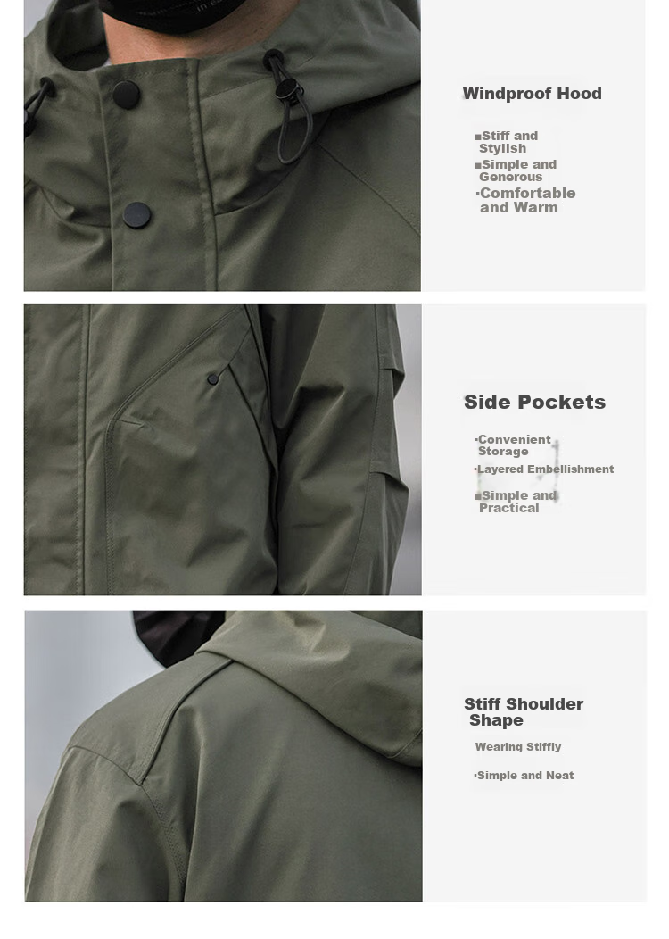 JEEP Men's Jacket, Spring And Autumn Windbreaker, Loose-Fitting Trendy Workwear Clothing for Men, Army Green, Size M 1