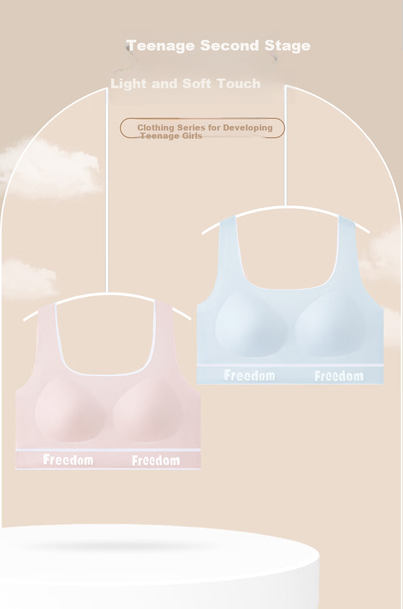 Ailier & ouluola 2026 New Girls' Underwear, Puberty Bra for Middle And High School Students, Ages 12-16, Second And Third Stage, Sports Bra, Purple, Size L 1
