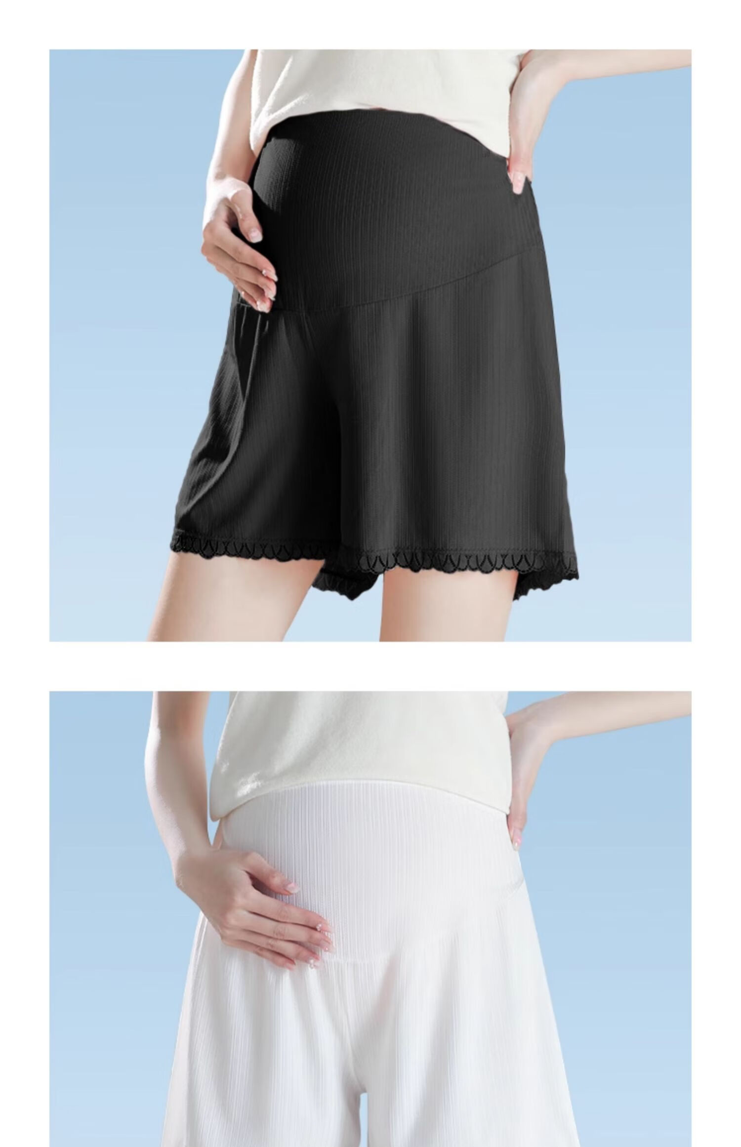 JOYNCLEON Maternity Summer Thin Ice Silk Anti-Exposure Safety Leggings White L jyk177717 28