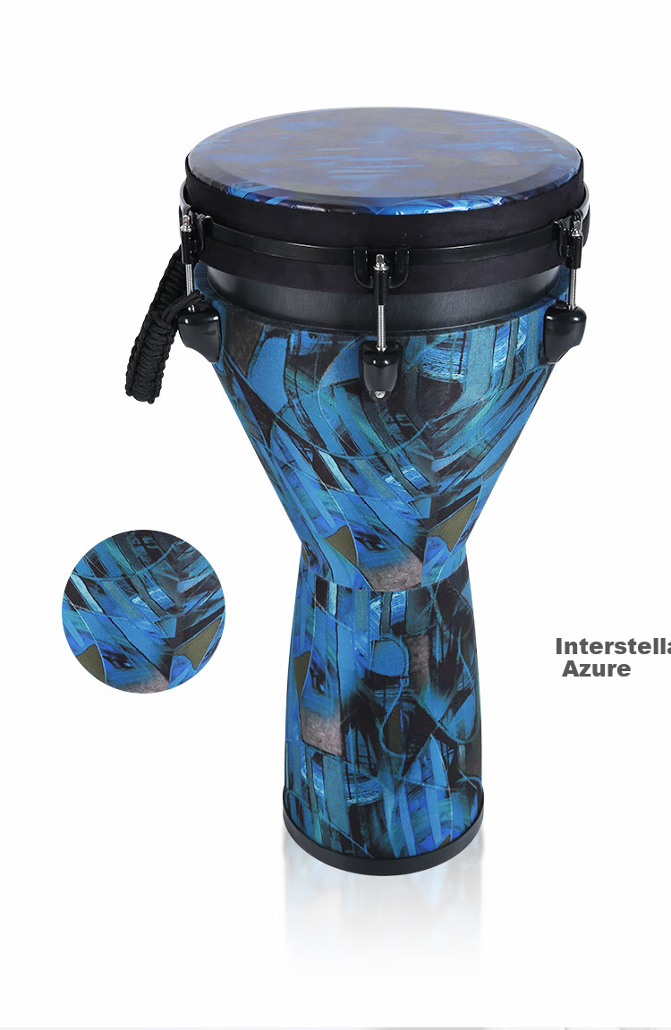 MOSEN 12-Inch Professional African Drum, Carbon Fiber Material Lijiang Hand Drum, Adjustable Tuning Fashion Style, Cosmic Blue 22