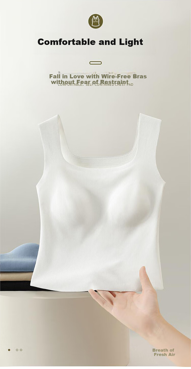 FitonTon Women's Camisole Tank Top with Built-In Bra Pads, Wearable Or Undershirt for Sports, Sleeveless T-Shirt Top 6