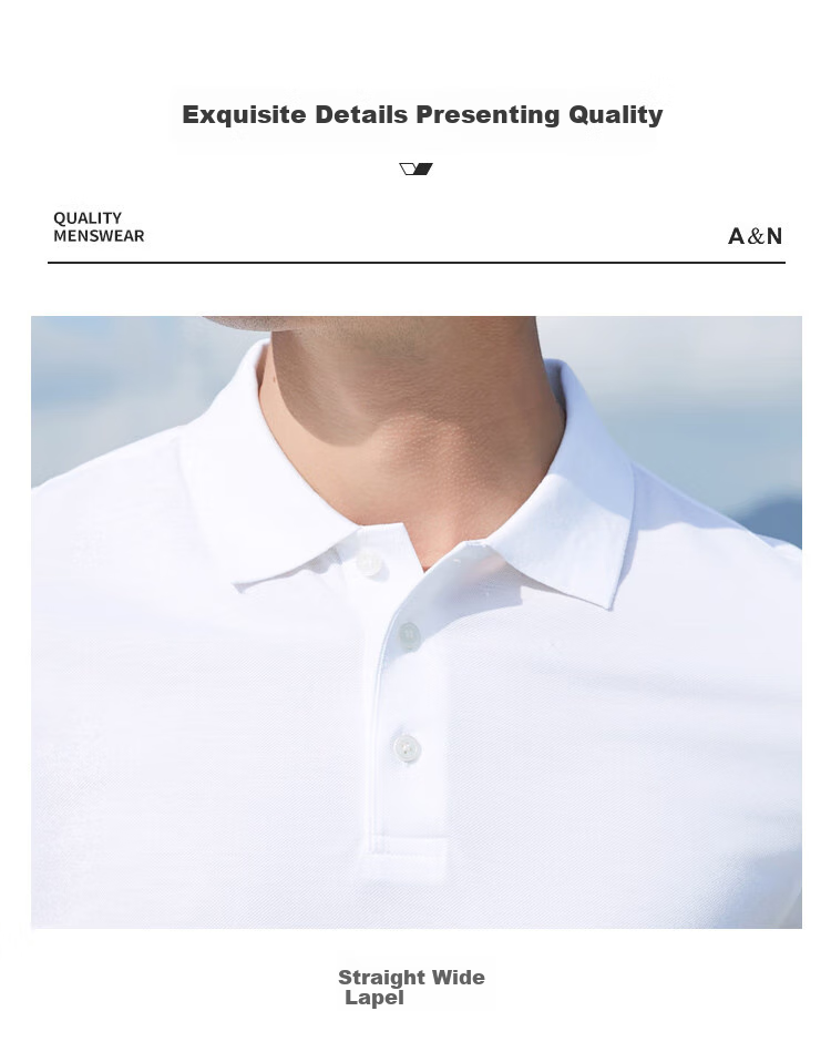 Andongniao [Double-Thread 100% Cotton] Men's High-End Polo Shirt, Smooth Short-Sleeve Summer Lightweight Luxury Collared Breathable Pique T-Shirt 11