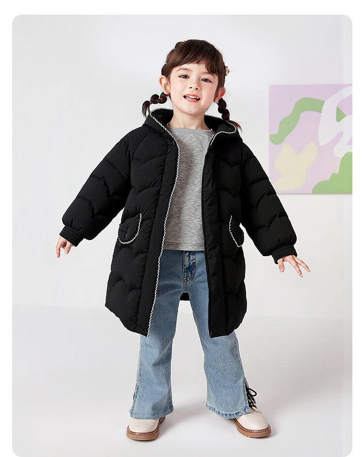 BALABALA balaOne Girls' Windproof Warm Down Jacket Winter Hooded Tweed Coat 2025 New 208425107010 5