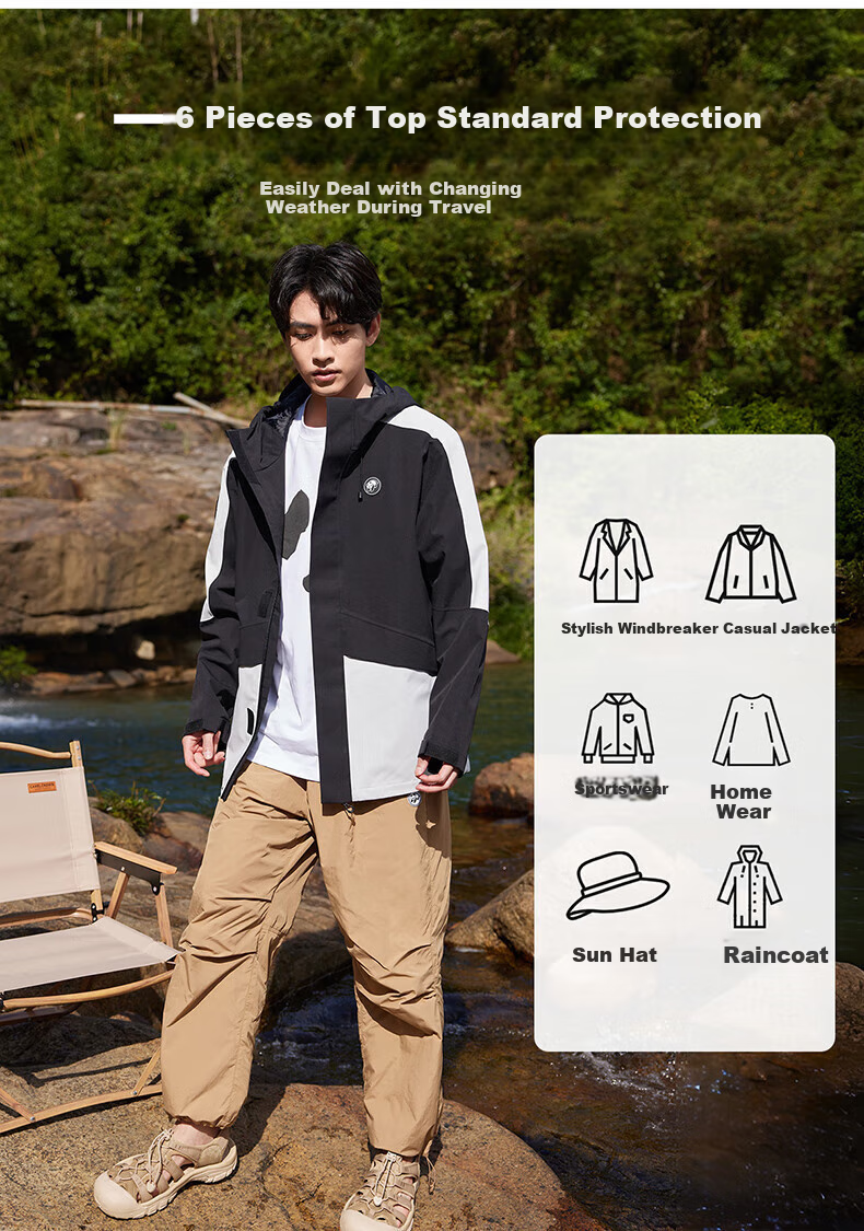 CAMEL Panda Single-Layer Windbreaker, Spring And Summer Unisex Outdoor Triple-Protection Mountaineering Jacket 4