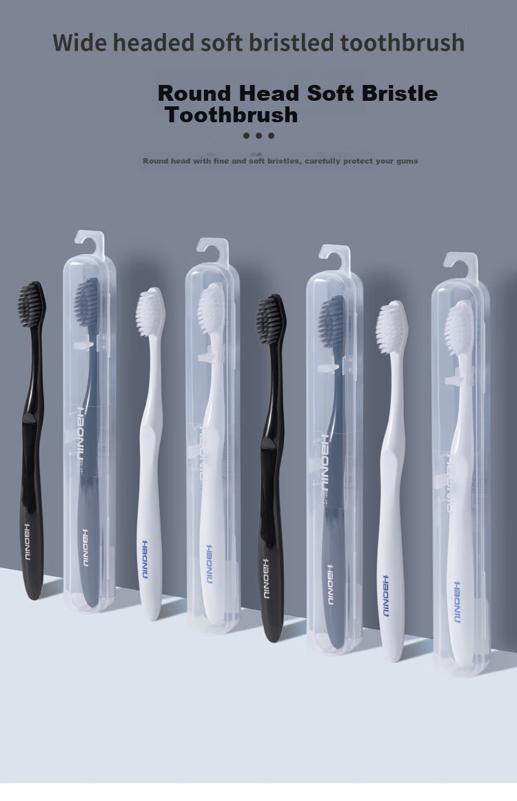 HAONIU Toothbrush with Soft Bristles And Small Head for Adults, Portable Toothbrush Case for Home And Travel, Pack of 6 1