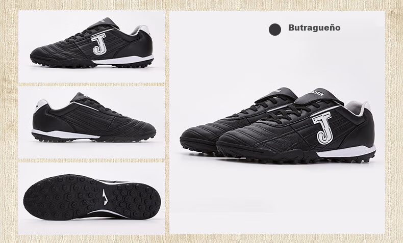 JOMA Kangaroo Leather Soccer Shoes for Women, Adults, Children, Teenagers And Students TF Turf Cleats Football Match Training Shoes Black Size 37 16