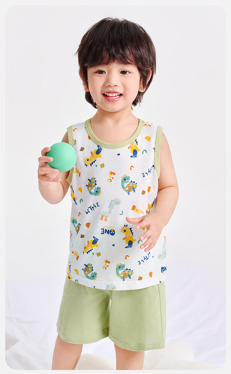 YUZHAOLIN Children's Vest Set, Summer Boys' Vest And Shorts Two-Piece Outfit, Clothing for Young Kids, Children's Wear, Dinosaur Robot Desig 7