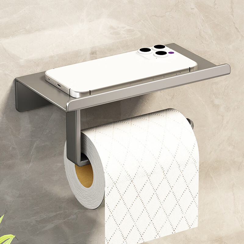 Huxiansen Bathroom Tissue Box Holder, No Drilling Required, Stainless Steel Storage Rack, Wall-Mounted Toilet Paper Dispenser
