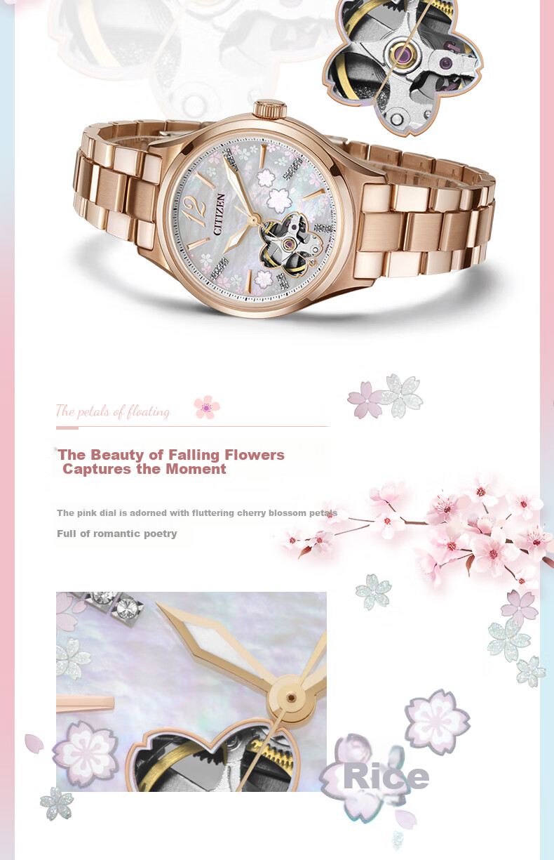 CITIZEN Watch for Women, Japanese And Korean Style, Automatic Mechanical Steel Strap, Fashionable Gift for Girlfriend, PC1018-69D 3