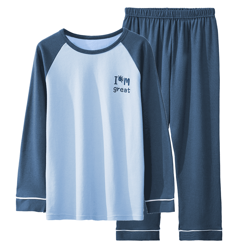 MiiOW Children's Pajamas for Boys And Girls [100% Cotton] Spring And Autumn Long-Style Home Wear Set for Older Children And Toddlers Casual Outfit