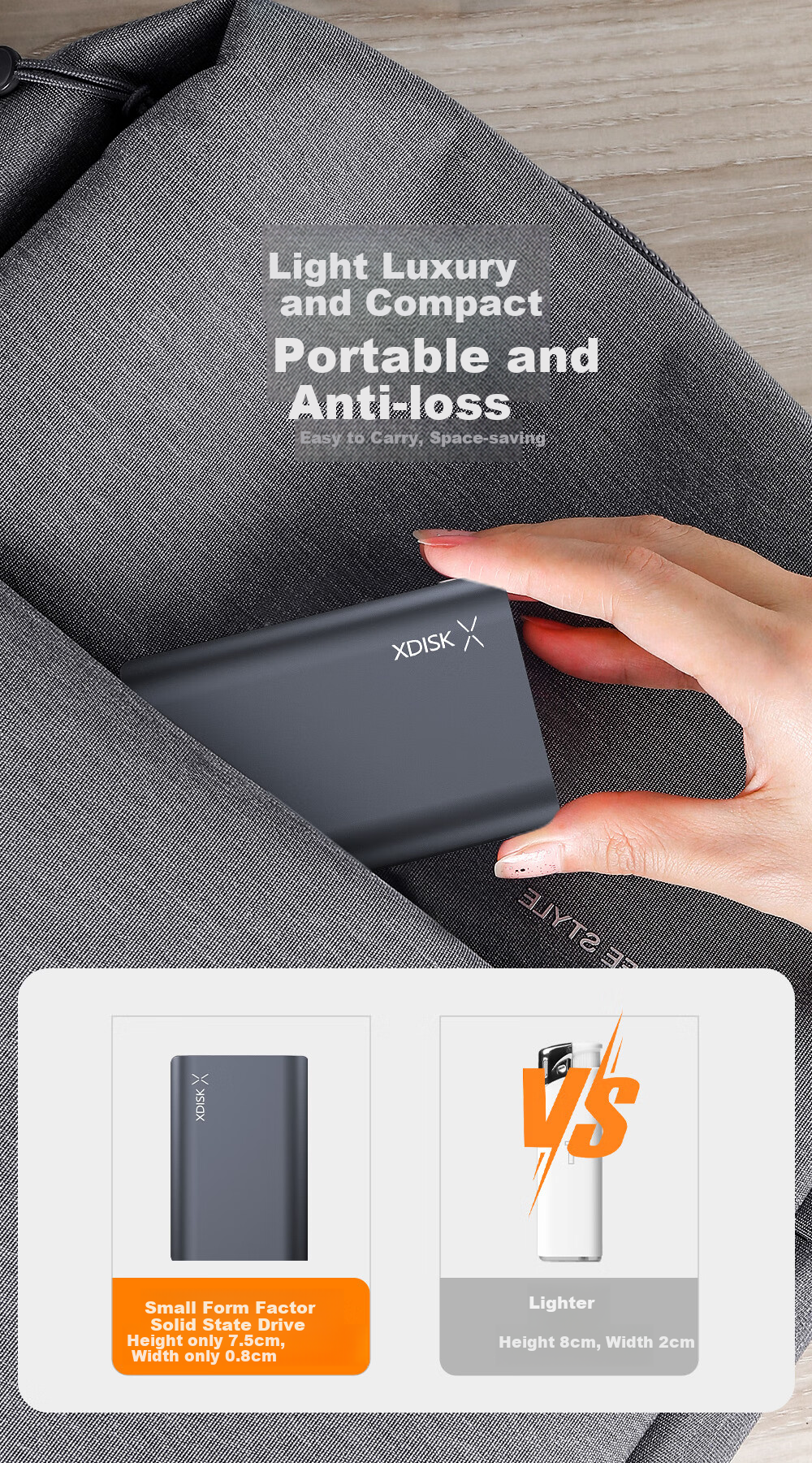 Xiaopan (XDISK) 2TB Portable Solid State Drive (PSSD), M10P Gun Black, NVMe SSD, Type-C, Yangtze Memory, USB3.2, Direct Phone Connection, 2050MB/s 13