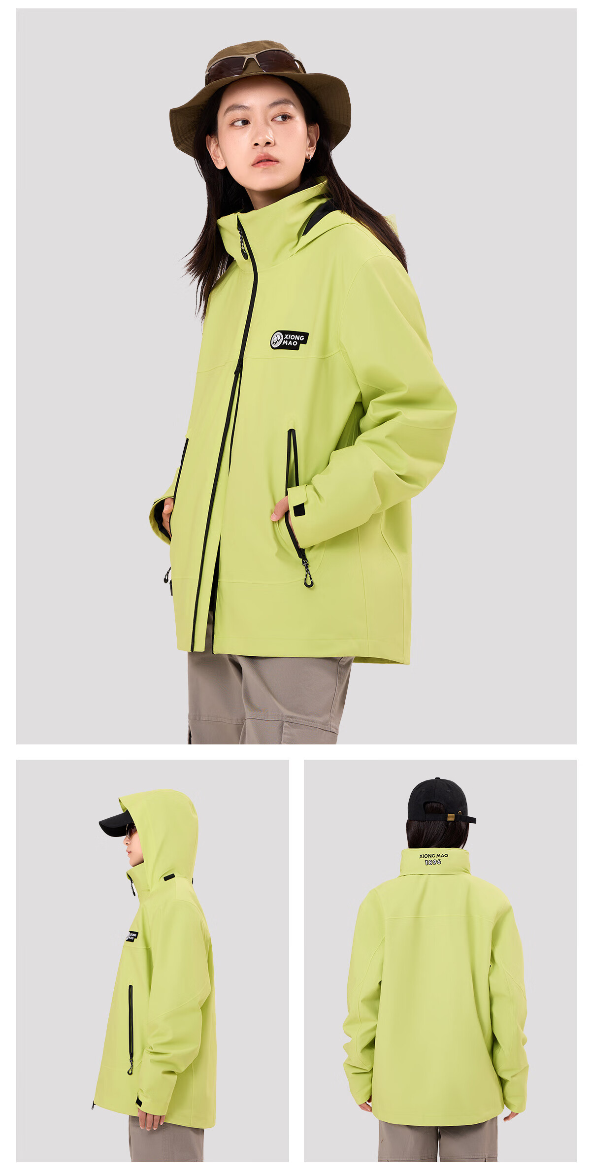 Xiongmao [China Xiongmao SE] Three-In Windproof And Waterproof Jacket for Men, Autumn And Winter Hooded Mountaineering Coat for Women 1613, M 25