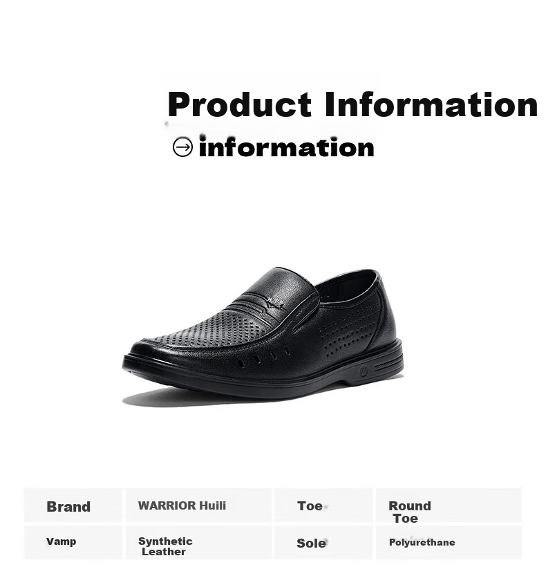 Warrior Leather Shoes for Men, 2025 Autumn New Style, Hollow Breathable Soft-Soled Formal Business Shoes, 2359 Black, Size 43 7