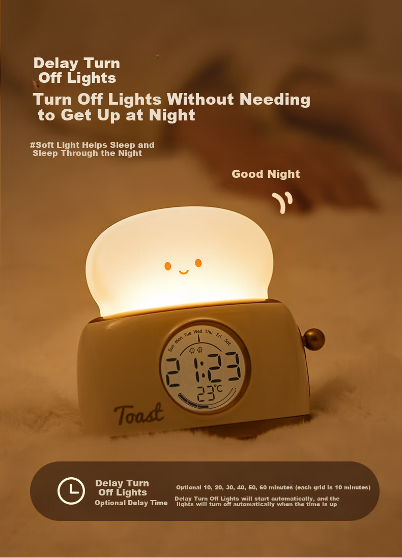 BANDIAN ORIGINality Retro Bread Maker Alarm Clock for Students, Desktop Learning Clock with Night Light, Countdown Timer, Multifunctional Bedside Sleep Light, Back-To Gift, Cream Yellow 14