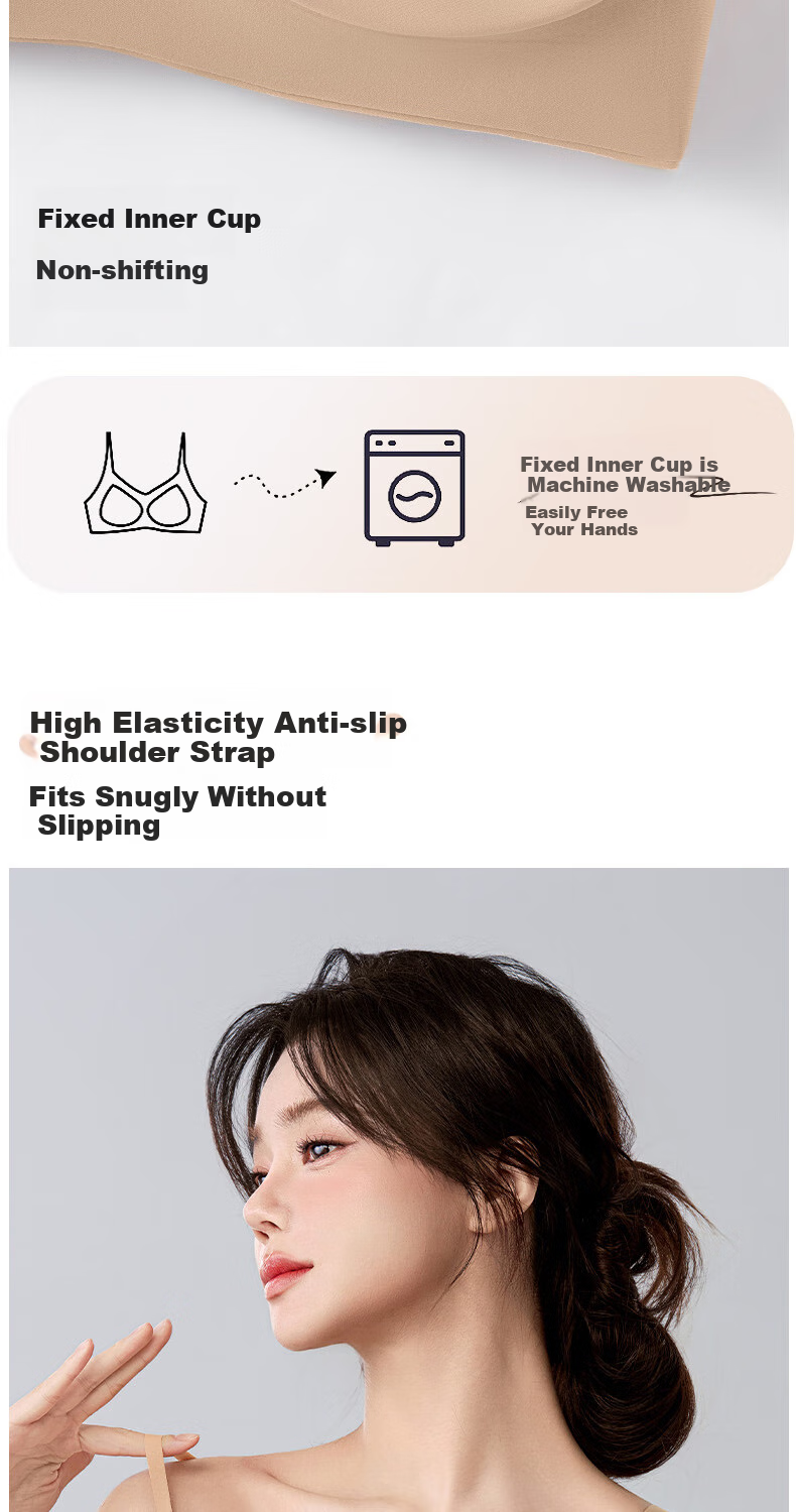 MiiOW Seamless Foundation [No Size] Bra, Non-See Through Invisible Underwear, Lift And Beautiful Back, Nude Skin Color, Thin for Spring And Summer 11