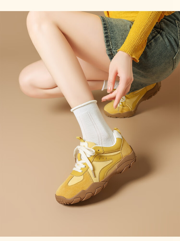 ZHR ZEZ Outdoor Sports Shoes Women Retro Style Hiking Casual Soft Sole German Training Shoes QS52 Yellow Size 40 14