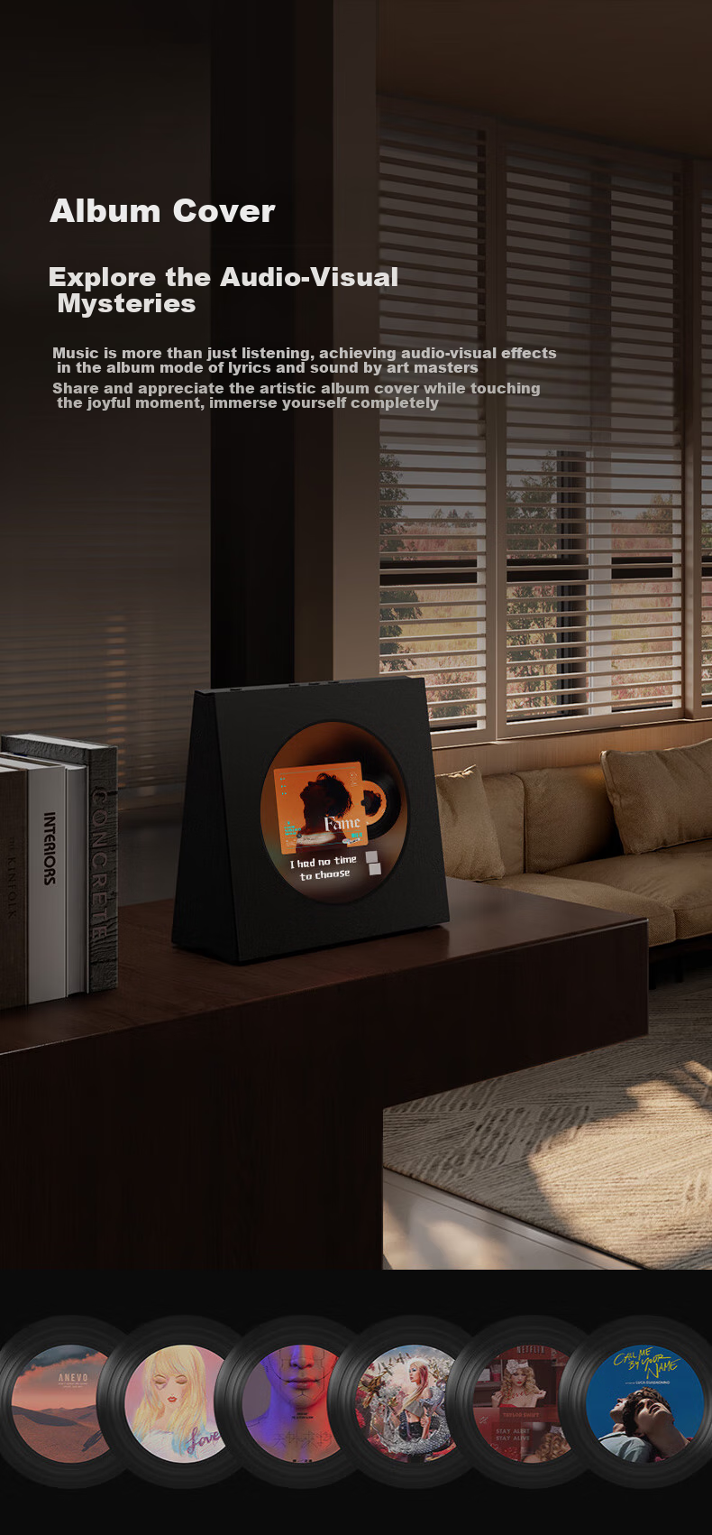ART'MASTER Mood1 Album Lyrics, Vinyl Record Subtitles, Desktop Bluetooth Speaker, Home Living Room Bedroom Audio, Smart Home Birthday Gift 2