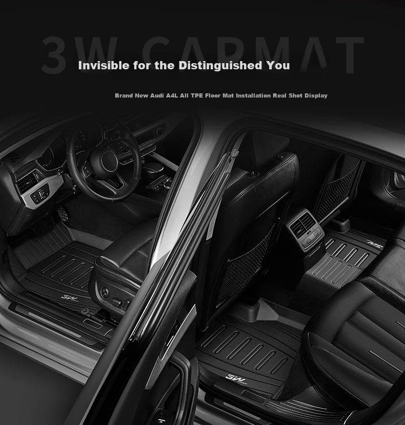 3W Suitable for Audi New A4L, Specialized TPE Car Floor Mats + Meinis Carpet Mat Protection / For 2017-2026 Models 3