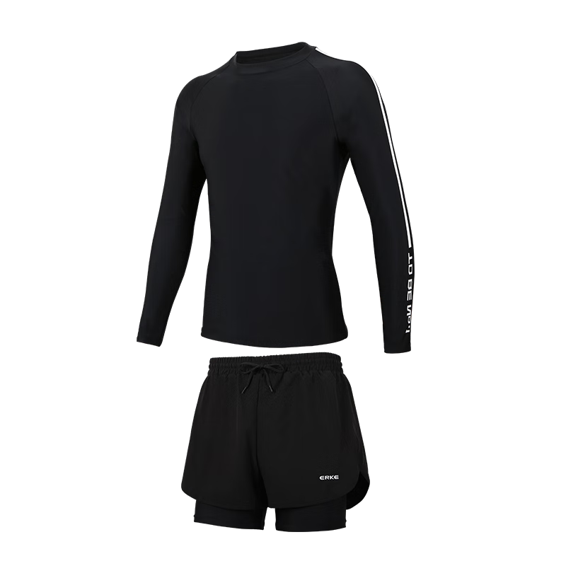 ERKE Men's Two-Piece Swimsuit Set with Long-Sleeve Top And Swimming Trunks, Anti-Embarrassment Swimwear for Hot Springs