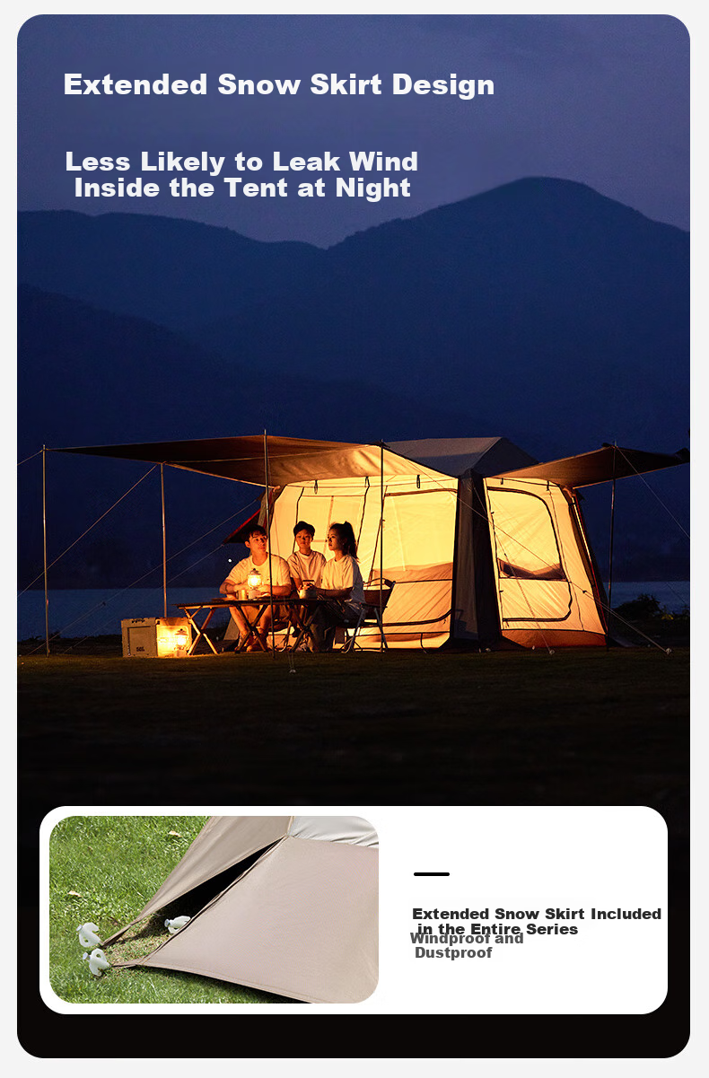 MOBIGARDEN Holiday Mountain Cabin 6+6 Outdoor Camping Sunshade Automatic Quick-Open Titanium Black Coated Tent NX25661033 Truffle Brown 8