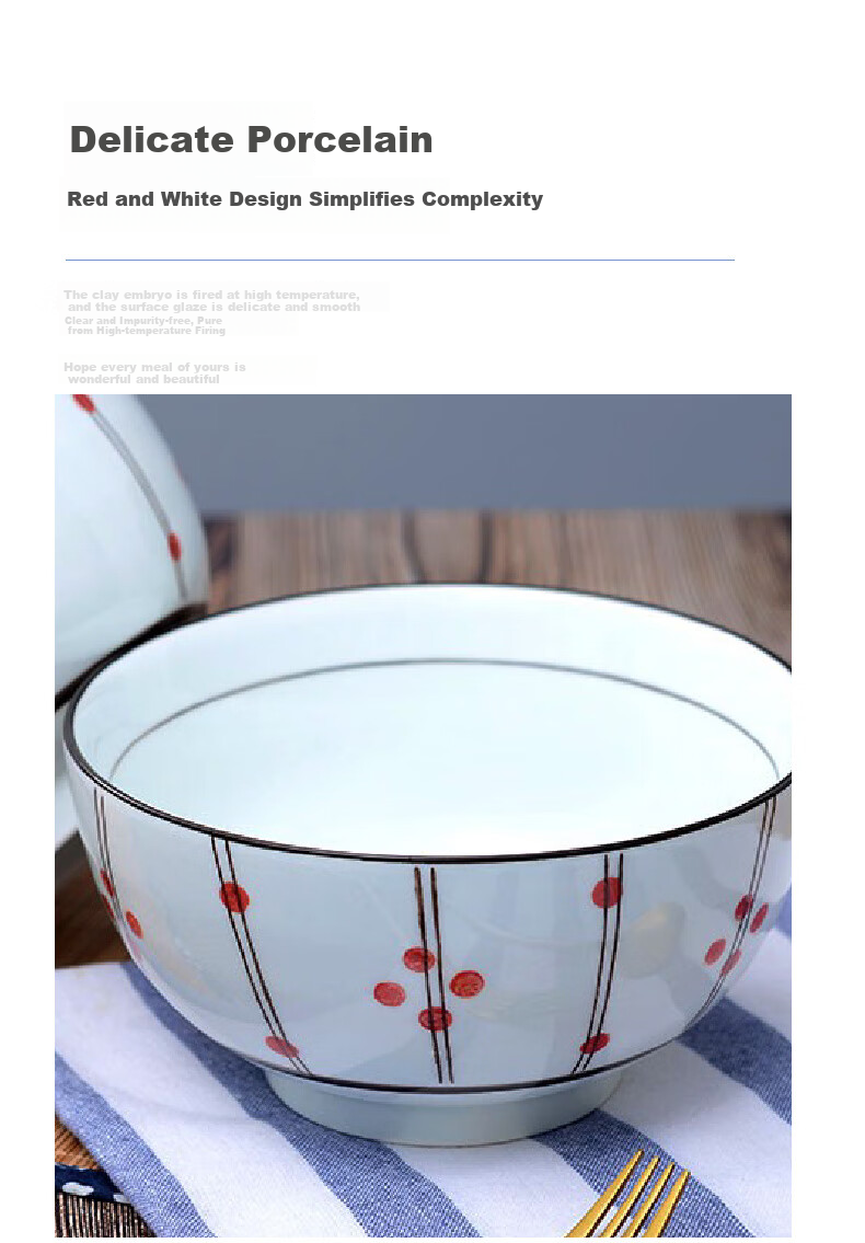 Hechuanwu Ceramic Bowls Japanese Underglaze Color 6-Inch Noodle Bowls Home Rice Bowl Set 2-Piece Set Antique Color And Fragrance 5