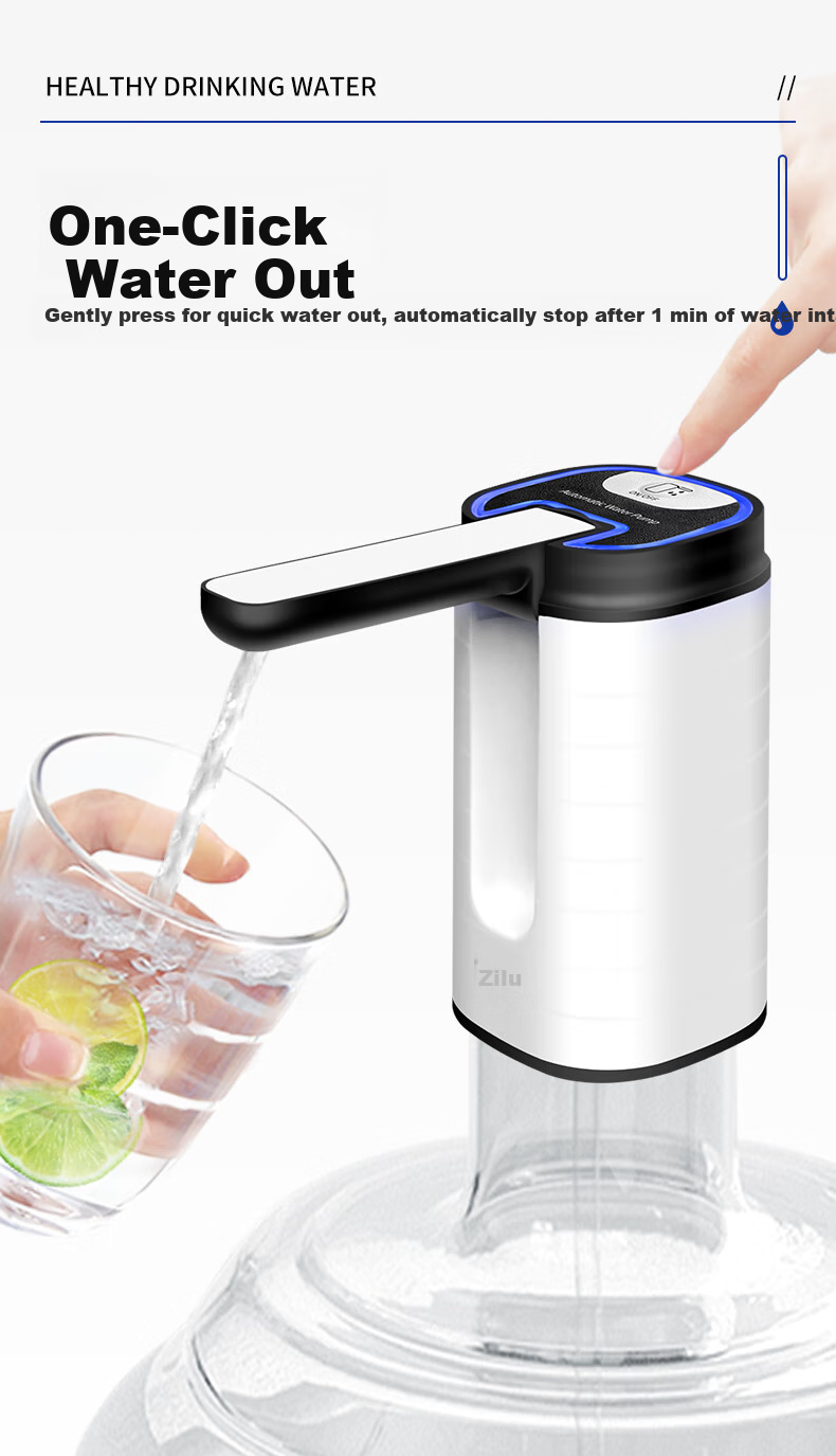 Zilu Electric Water Pump, Automatic Water Dispenser for Bottled Water, Suitable for Large And Small Bottles, with Blue Light And Large Butto 1