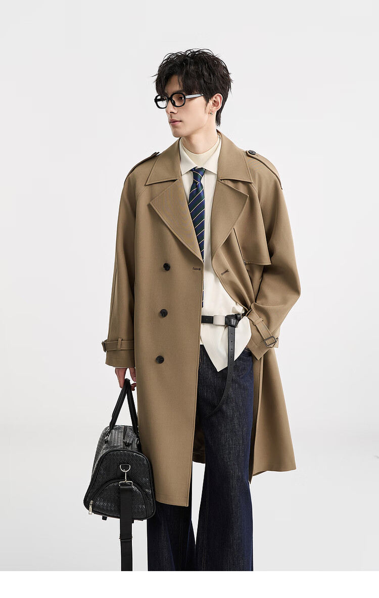 Earl Zuoer 2025 Autumn New Over-the-Knee Long Trench Coat Men's Business Casual Loose High-End Wrinkle-Resistant Non-Iron Overcoat 4