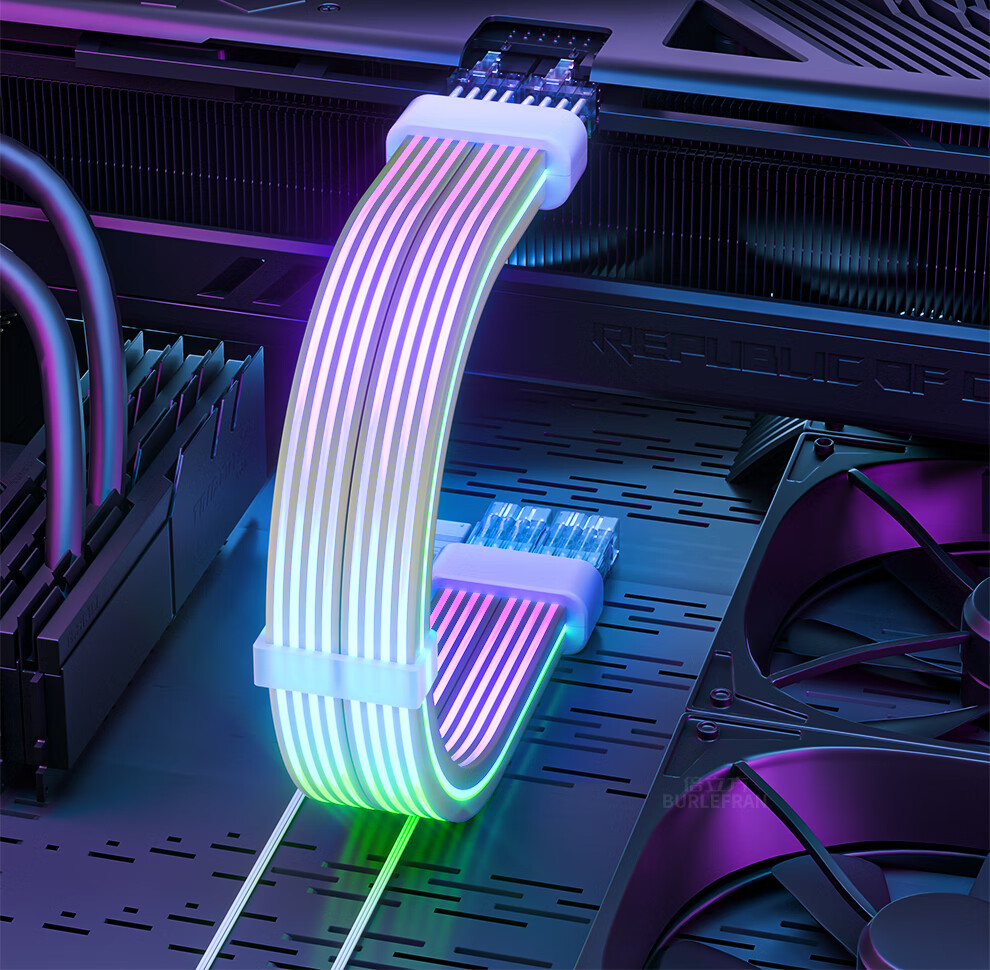 BURLEFRAN 3rd Generation Neon Cable DY-2 8pin*2 Graphics Card Neon Cable (Graphics Card Light Extension / 5V ARGB Aura Sync) 34CM 4