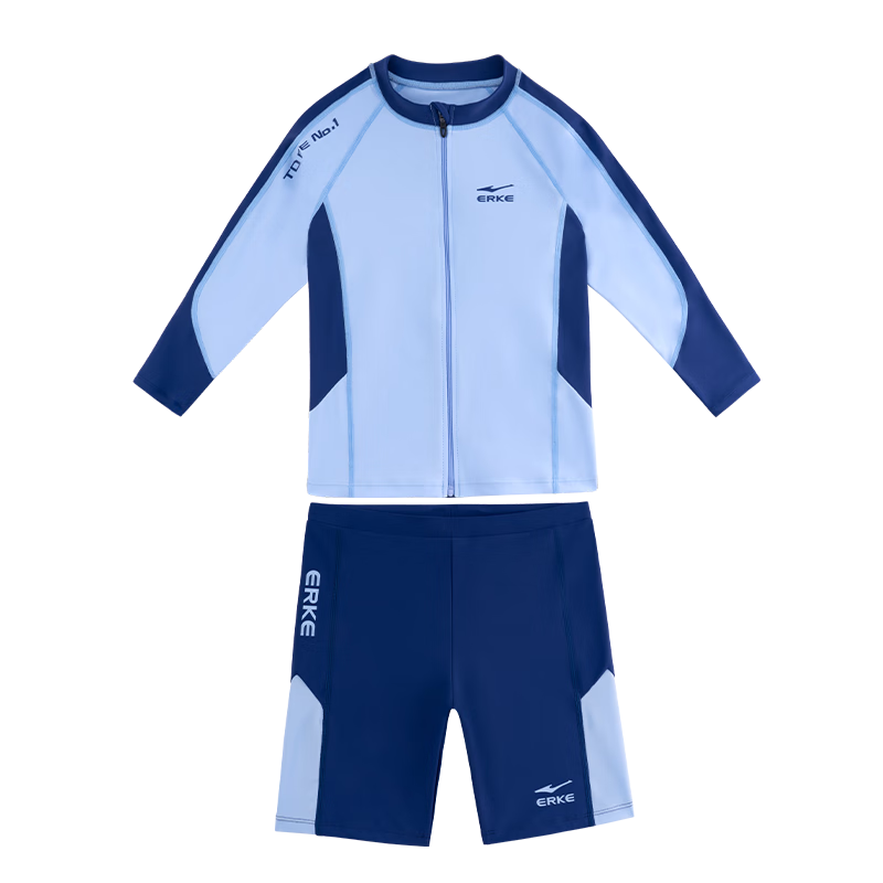ERKE Kids Long Sleeve Sun Protection Boys Two-Piece Swimsuit Set Diving Suit for Older Children