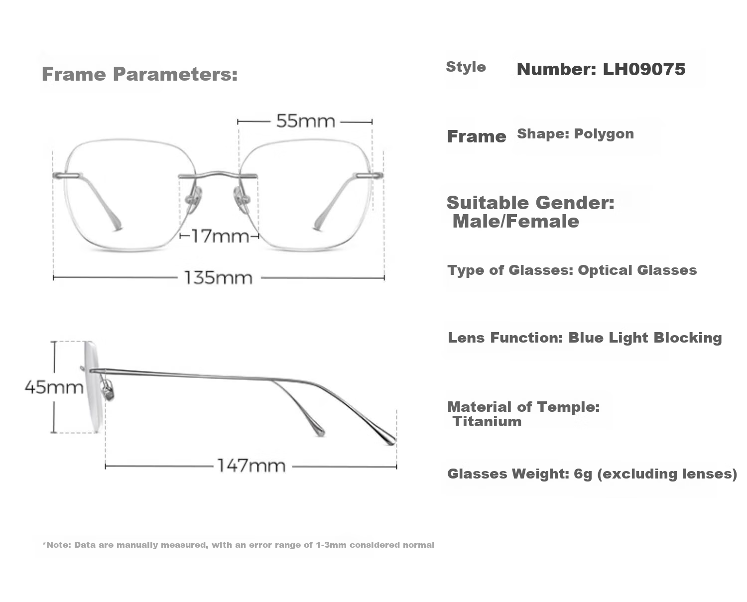 LOHO Rimless Glasses for Women, Prescription Available, Blue Light Blocking, Pure Desire, Ultra-Light, High-End Feel, Frameless Eyeglasses 11