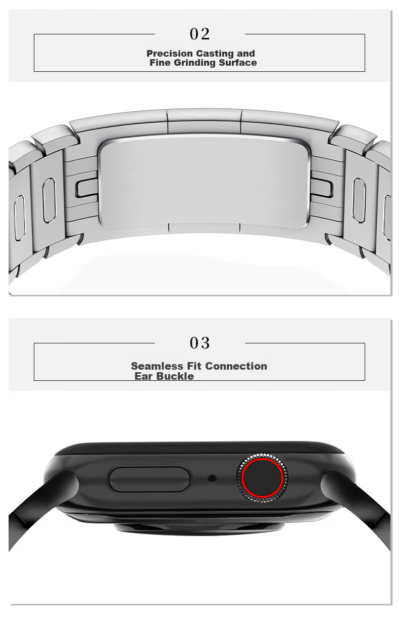 BHO Compatible New Apple Watch Band, Metal Chain Strap for Apple Watch S12/S11, Stainless Steel Watchband for IWatch S10/9/8/SE3/Ultra4/3 6