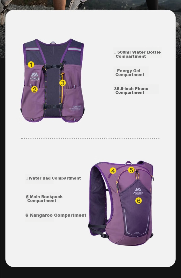 AONIJIE Trail Running Backpack, 8L Professional Outdoor Lightweight Hiking Backpack, Cycling Hydration Pack 7