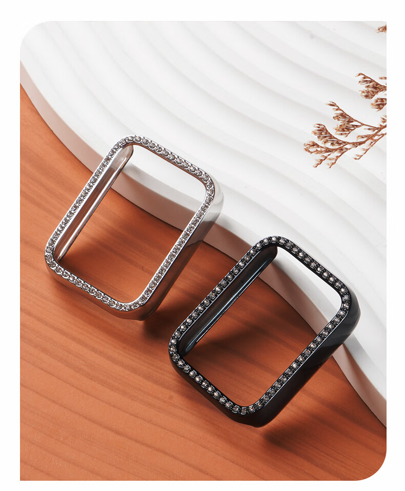 Watchbond Compatible with Xiaomi Band 9 Pro Protective Case, PC Shell, Chanel-Style Semi-Enclosed with Rhinestones, Scratch-Resistant, Wear-Resistant, Exclusively for Women, Hard Shell, Hollow Craftsmanship 7