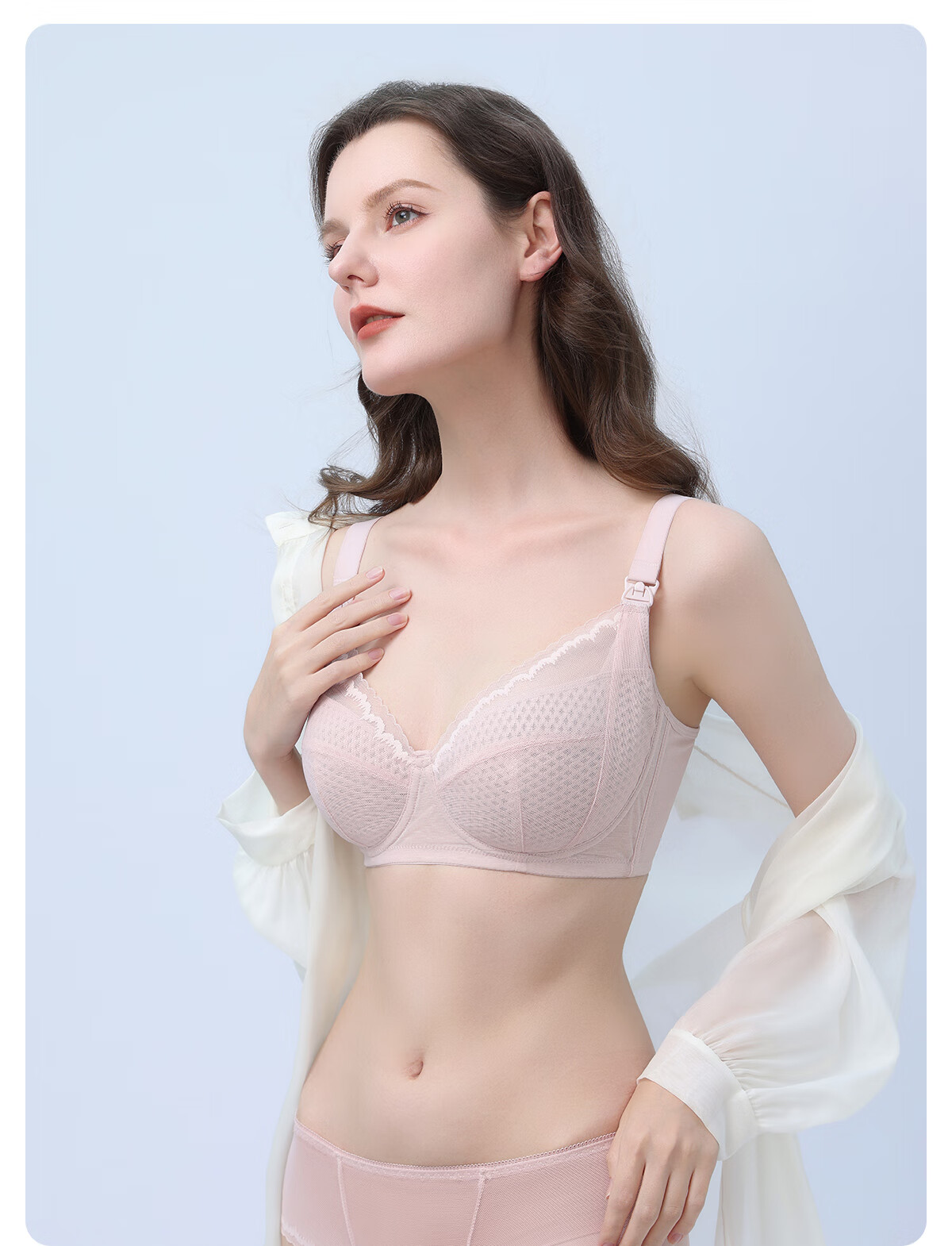 JOYNCLEON Honeycomb Cup Nursing Bra Summer Thin Maternity Breastfeeding Anti-Sagging Pink L 21