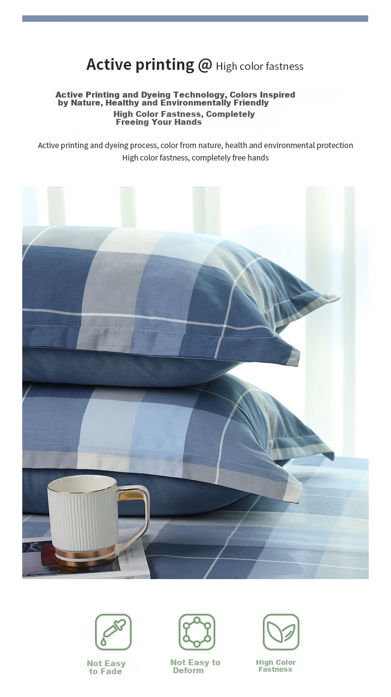 Grace 7A Antibacterial Pure Cotton Pillowcase, Student Single Pillow Cover with Imprint, 48*74cm, One Pair 11