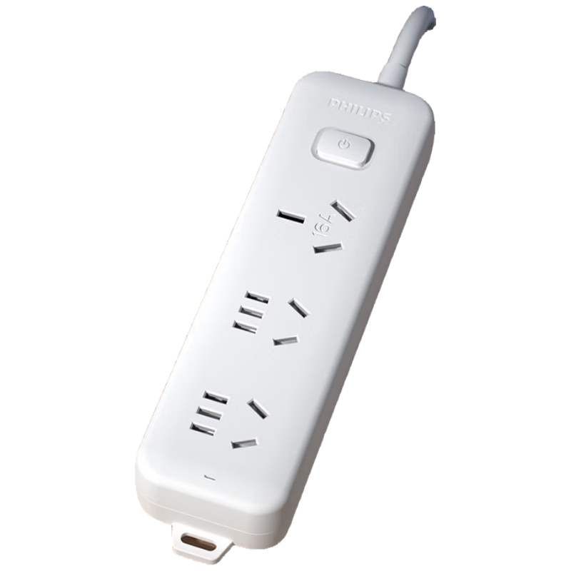 PHILIPS 16A High-Power Socket, 3 Outlets, 1.8 Meters, for Air Conditioner/Hot Water Heater, Power Strip/Extension Cord/Power Bar