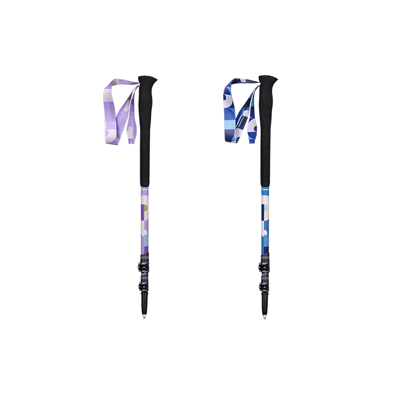 Pioneer Mountain Spirit 3 Series Outdoor Carbon Fiber 99% Carbon Three-Section External Lock Telescopic Hiking Pole Hibiscus Purple