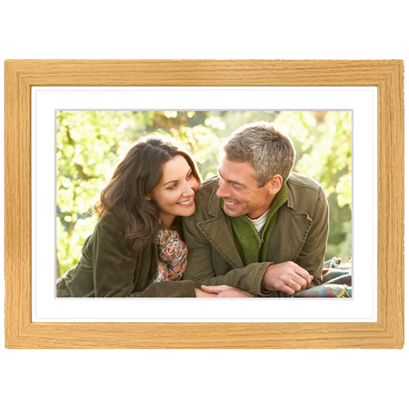 THOMSON Digital Photo Frame, 10.1-Inch High-Definition Electronic Photo Album, Touchscreen Smart Photo Player, Premium Wooden Frame, Customizable Logo, 1001w Wood Color