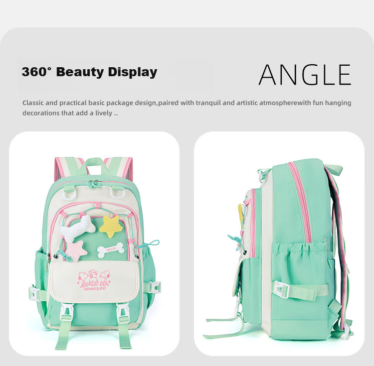 SNOOPY Painful Bag Ins Middle School High School Student Backpack for Girls, Cute Versatile Large Capacity Shoulder Bag Backpack Blue 28