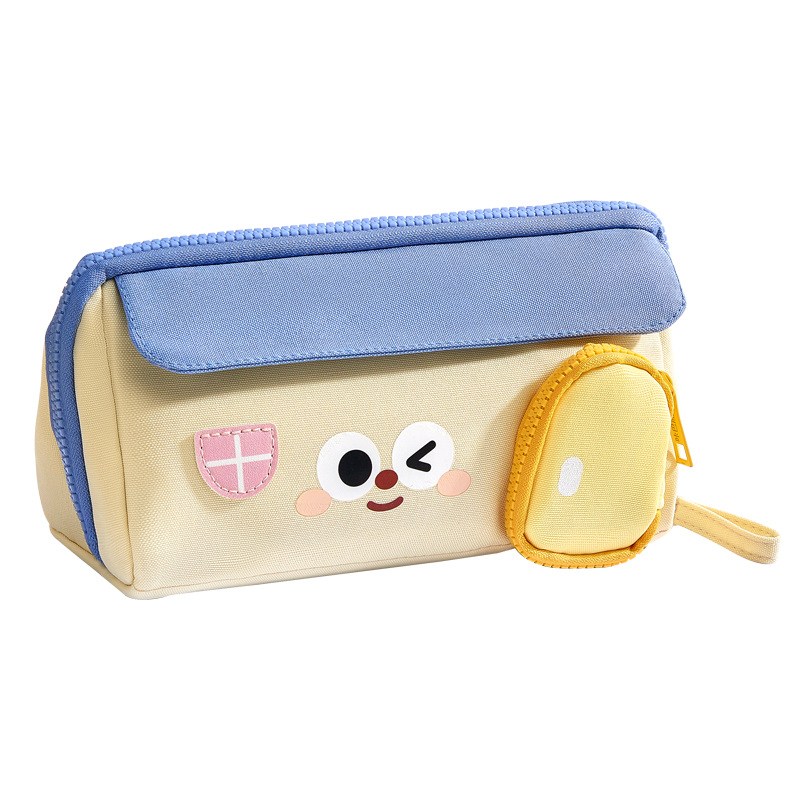 Kabaxiong 3D House Pencil Case Large Capacity Dirt-Resistant Easy-Clean Canvas Material High-Value Window-Opening Design for Girls and Elementary Students