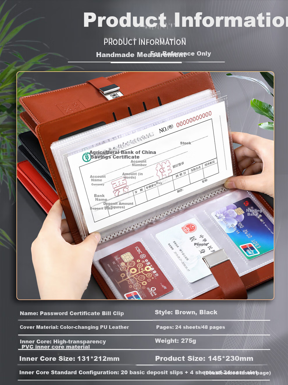 Longe Document Organizer with Bank Deposit Book Holder, Multi-Functional Bill Folder for Receipts, Cash, Checks, Reimbursement Forms, Large Capacity Bill And Card Holder 6
