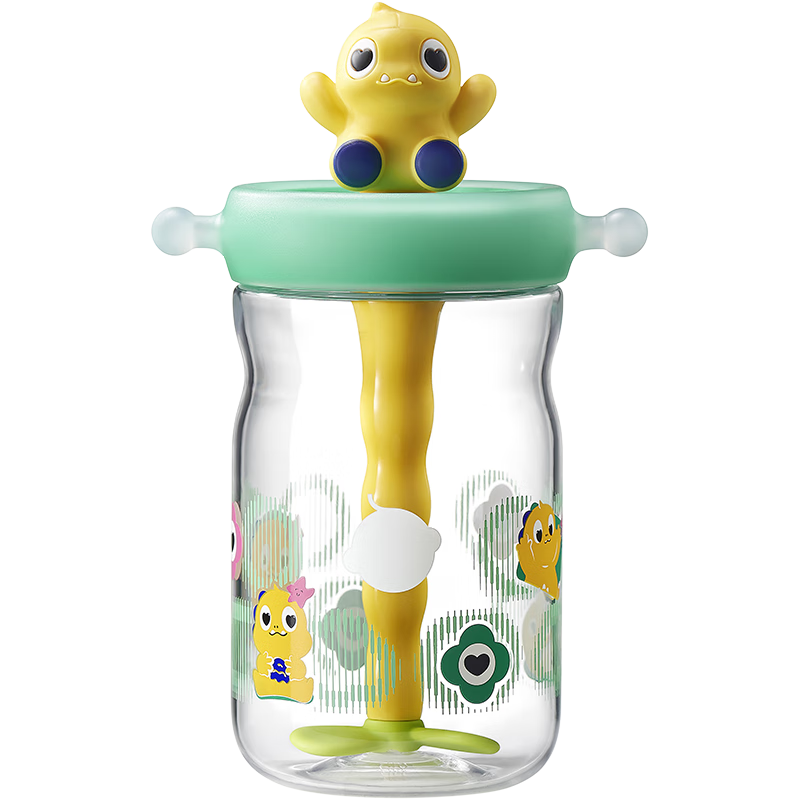 Babycare Dinosaur Straw Water Cup Children's Straw Cup Toddler Direct Drinking Kindergarten Primary School Water Bottle Outdoor Sports Green