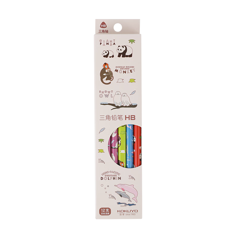 KOKUYO Campus Endangered Species Series Triangular Writing Pencils 12-Pack WSG-ENHB01
