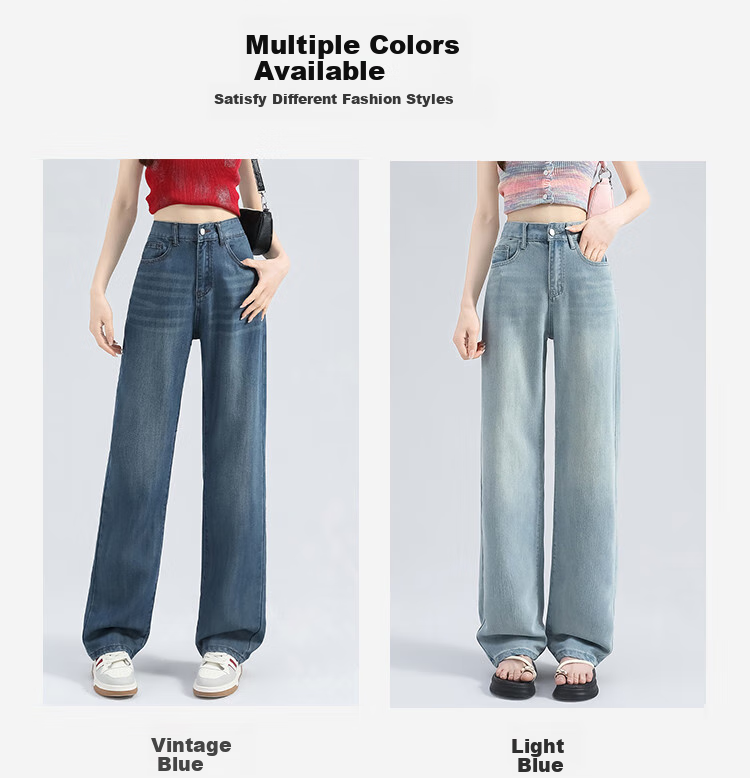 Yipintiancheng [Tencel Thin] Women's Jeans, 2025 Autumn Season, Comfortable Loose Straight-Leg Draping Casual Wide-Leg Pants for Wome 5