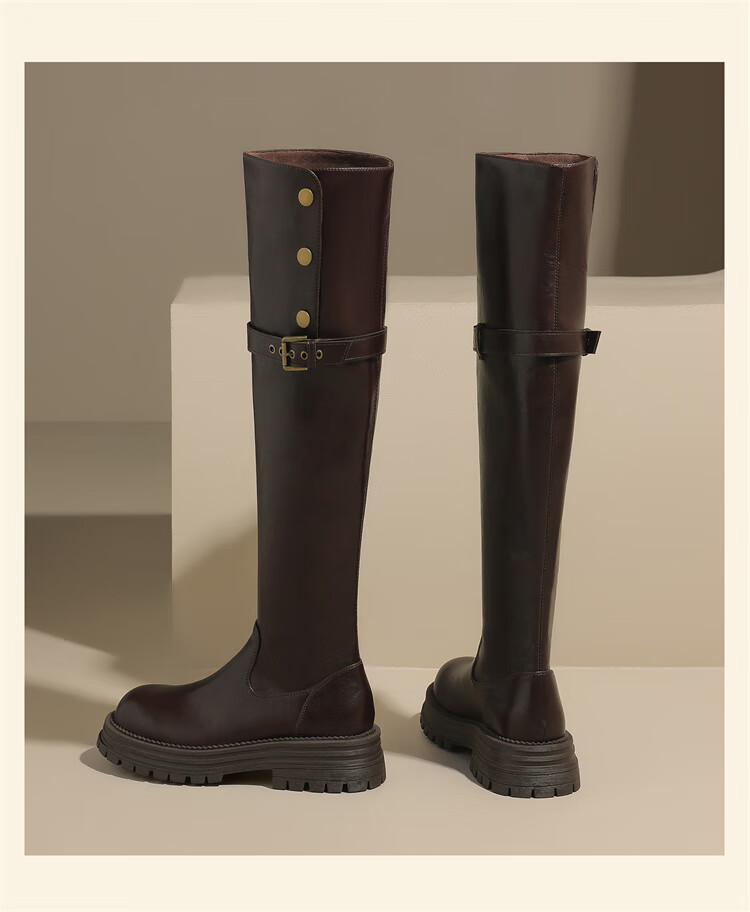 DAPHNE Winter Knee-High Riding Boots Thick Sole Tall Boots Women 4024605074 Black 38 2